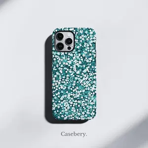 Pretty Teal Flowers Phone Case For iPhone 17 16 15 14 13 12 11