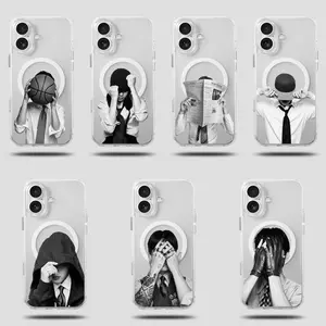 Retro-Style Phone Case — "We Are Back" Magnetic Protective Cover. Featuring a vintage black-and-white aesthetic and artistic boy band design, this K-Pop concert-themed merchandise is crafted exclusively for ARMY. (Compatible with iPhone 11 through 17