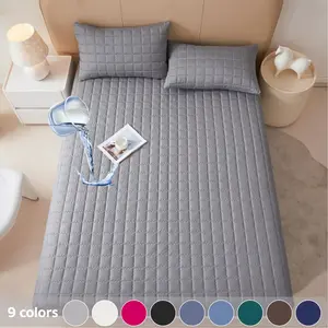 2pcs/3pcs waterproof mattress protector set for queen beds, fits 6"-18" deep with deep pockets. Soft, breathable, noiseless, washable, and stain-resistant. Ideal for bedrooms, guest rooms, apartments, Includes pillowcases. Waterproof Mattress Cover