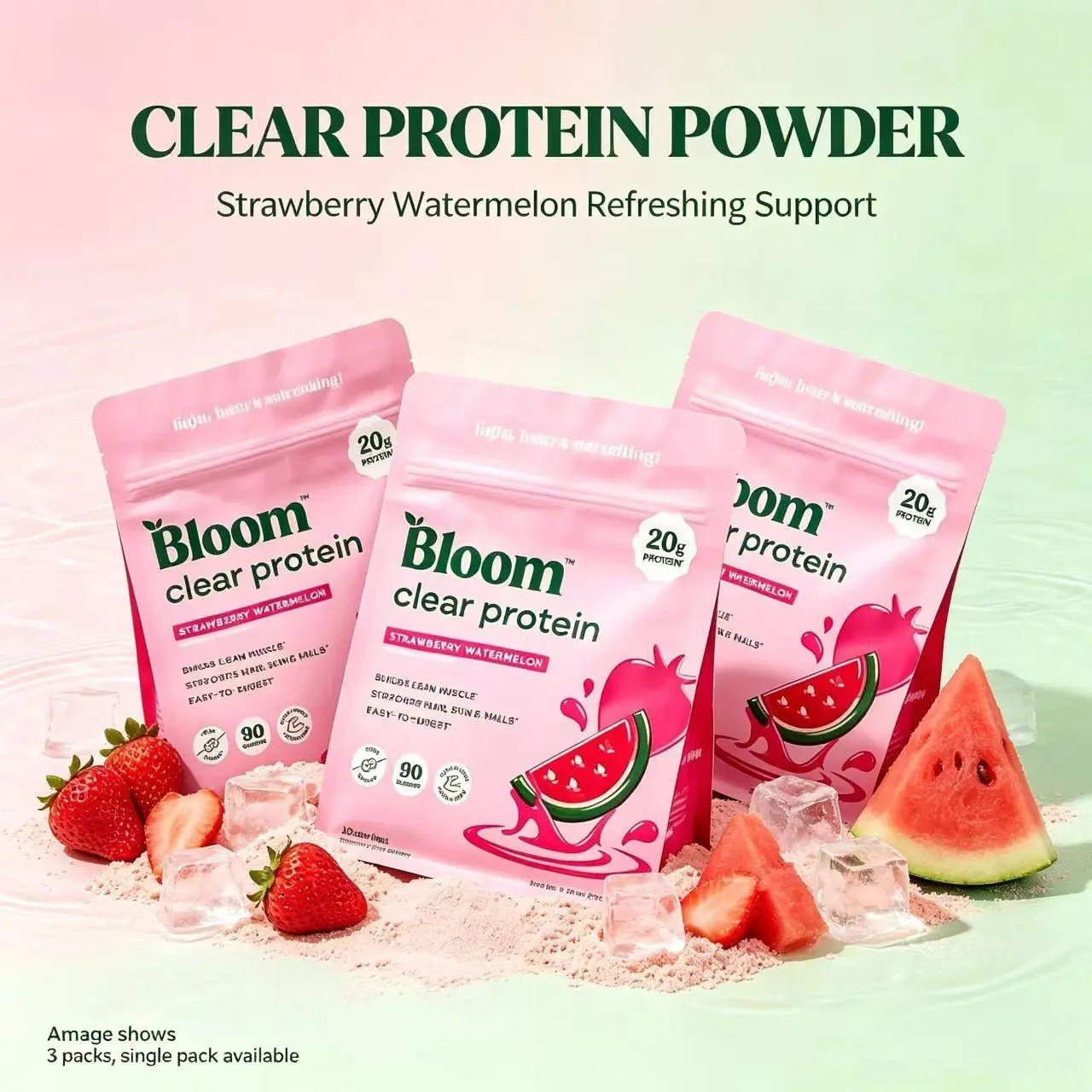 【3 pack】Bloom Nutrition Clear Protein - Clear Whey + Collagen Protein Blend | 20g Protein, 90 Calories, 0g Sugar, Light & Refreshing Fruity Drink | Protein for Women *contains dairy