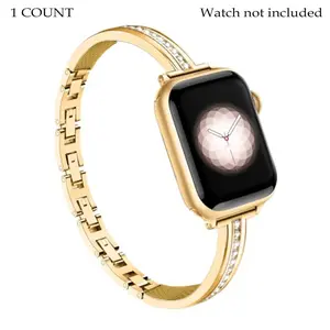 Women's Thin Strap Compatible with Apple Watch Series 1-11 Se Ultra, Designer Sparkling Artificial Rhinestones, Adjustable Metal Band, Smartwatch Strap, Smart Watch Accessories