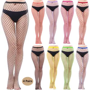 Women's Sexy Cut-Out Design Fishnet Tights, 4-Pair Set for Daily & Party Use, Ideal for Layered Looks & Versatile Styling Options