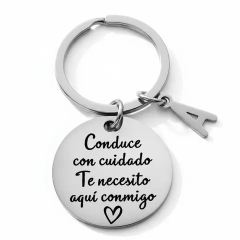 "Drive Safe" Stainless Steel Custom Keychain - Dad-Ready Gift, Initial Charm Nameplate Keychain, Classic Decorative EDC Accessory for Valentine's Day, Custom Gifts for Dads