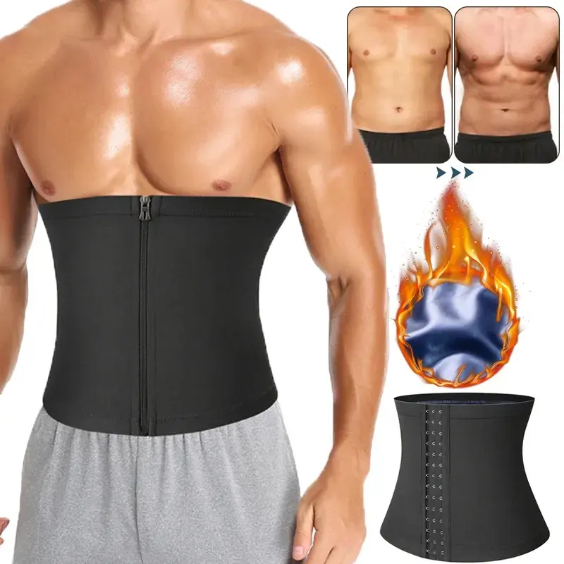 Men's Waist Trainer Sauna Belt (1/2/3/4 Pack) - Fitness Accessories, Stretchy Compression Shapewear, Adjustable Strap, Polyester-Spandex Fabric, Slim-Fitting Gym Workout Girdle Trimmer, Waist Trainers