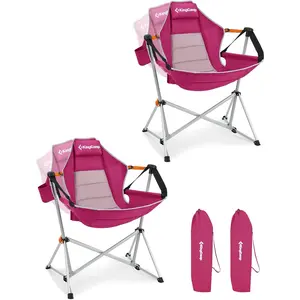 KingCamp Hammock Camping Chair 2-Pack – Swinging Portable Camp Chairs for Adults, 400lbs Heavy Duty Oversized Folding Rocking Chairs with Adjustable Recline, Aluminum Alloy Frame for Outdoor Patio Beach Sport