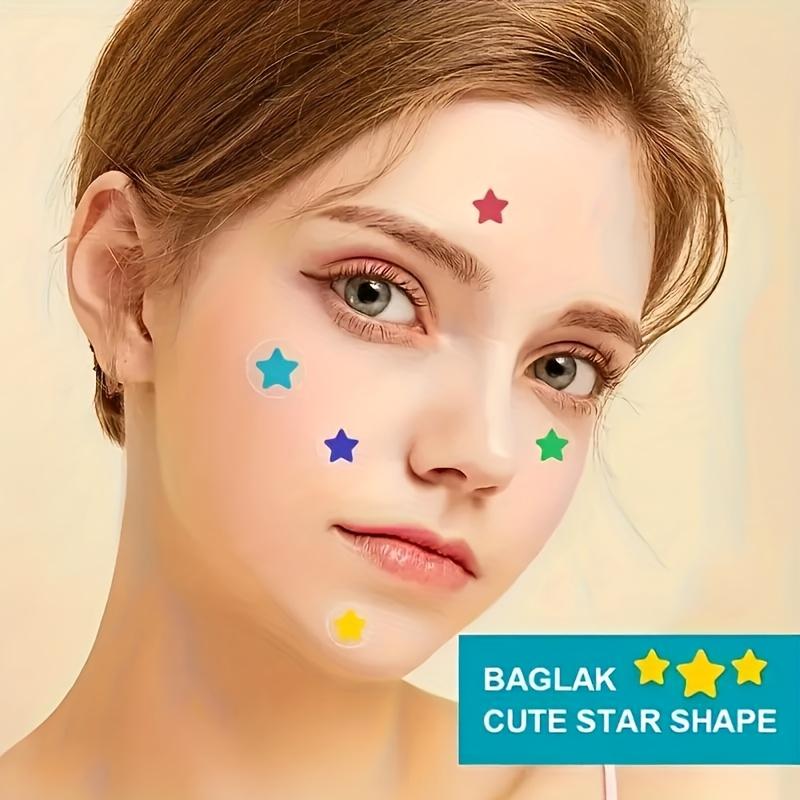 Colorful Star Patches - Alcohol-Free, Unscented, Hypoallergenic & Non-Irritating Invisible Facial Patches for All Light Beige Types, Cleansing & Moisturizing Effect