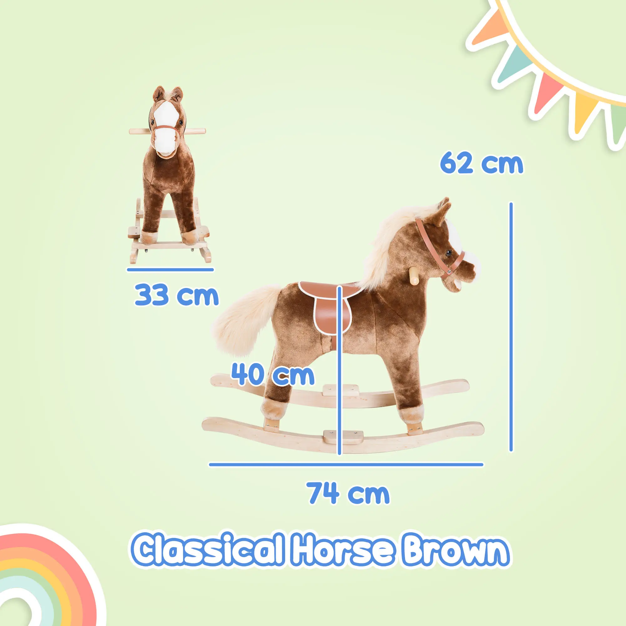 Qaba Kids Rocking Horse Ride on Plush Toy, Traditional Design Children Rocking Horse Chair Toy for Boys and Girls Qaba Kids Rocking Horse Ride on Plush Toy, Traditional Design Children Rocking Horse Chair Toy for Boys and Girls