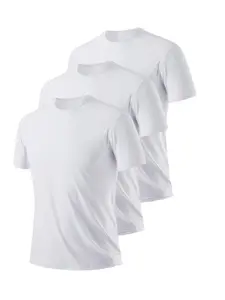 3 Pack Ultra Lightweight Men's Crew Neck T-Shirts, Quick Dry Activewear Breathable Sweat-Absorbing Shirts for Gym Running, Comfortable Sporty Fit for All Seasons, Athletic Workout Clothing