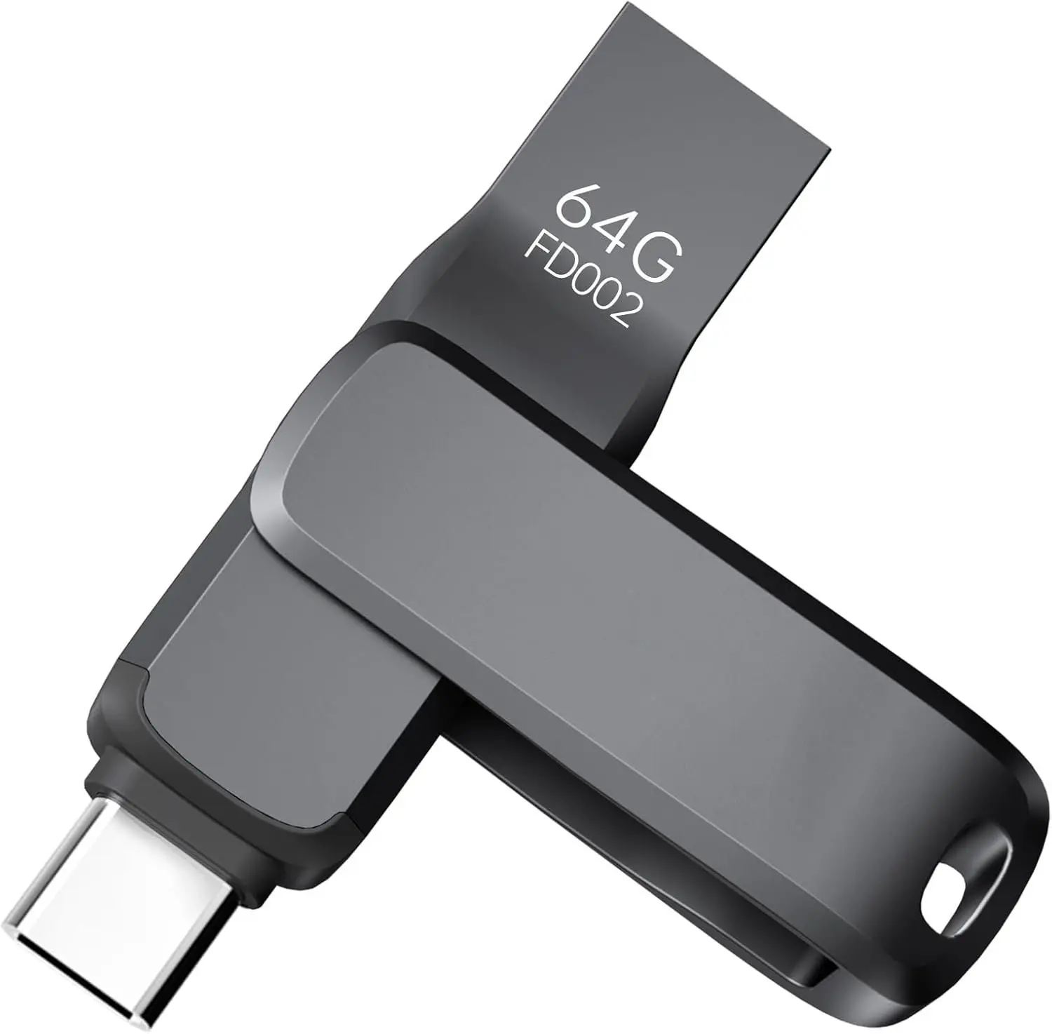 USB 3.2 Flash Drive 64GB,Up to 200 MB/S Read Speed USB C Memory Stick,Dual USB C Thumb Drive with USB Type-C and USB A,Robust Black Metal Pen Drive for Smartphones,Tablets,,Laptop,,TV