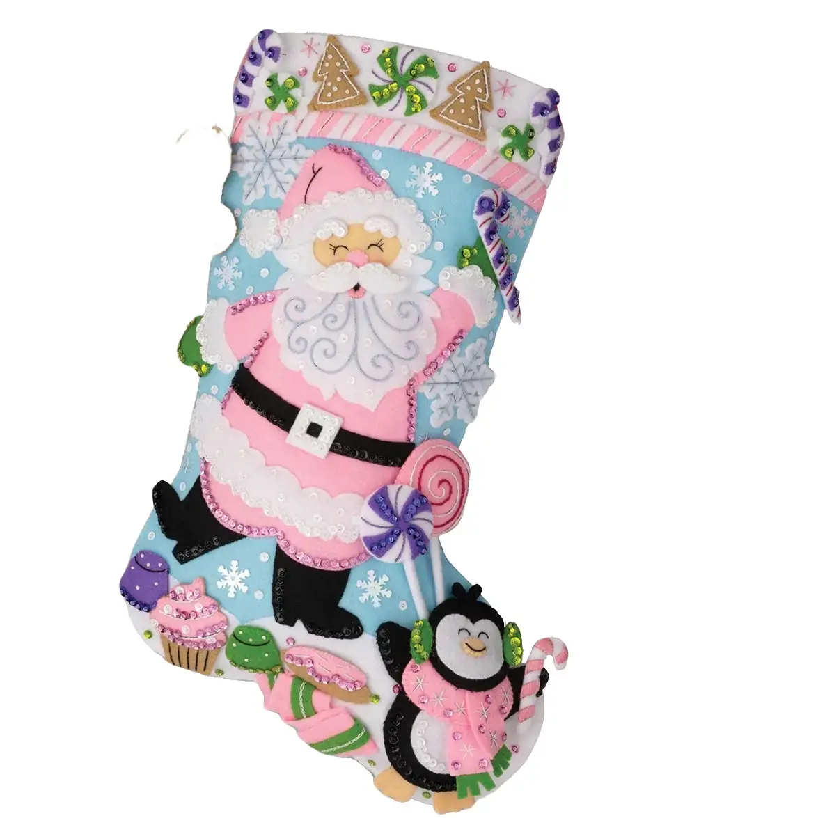Bucilla ® Felt Stocking Kit - Lollipop Santa 89705E, Festive Home Decor, Holiday Gift Option