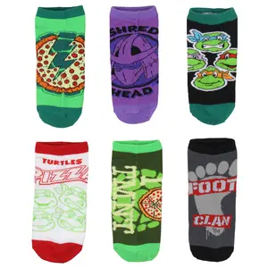 Teenage Mutant Ninja Turtles Socks Adult TMNT Themed Designs Mix And Match No Show Ankle Socks 6 Pairs