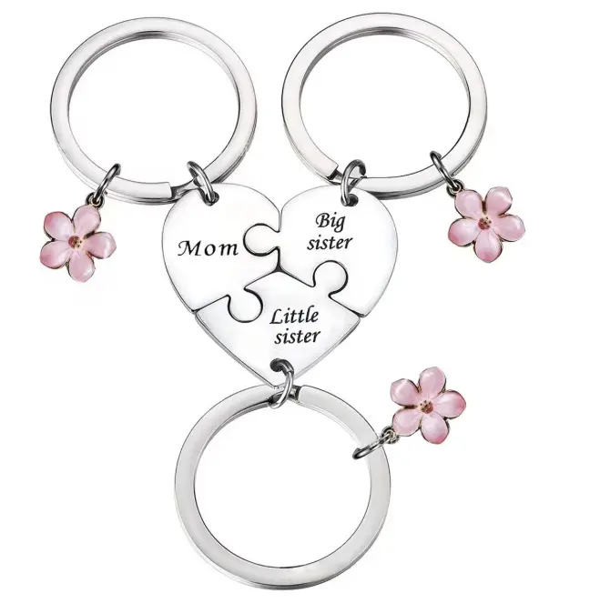 3PCS Puzzle Mother Daughter Keychain Set, Matching Mom Big Sister Little Sister Keychains, Heart Puzzle Family Keyring, Meaningful Birthday, Mother's Day & Christmas Gift for Mom and Daughters