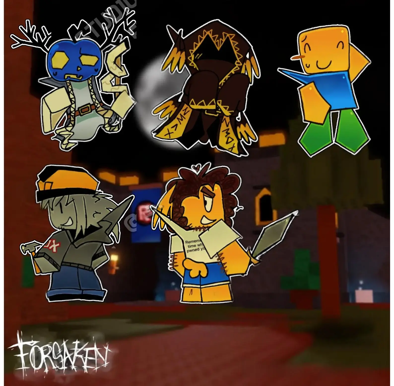 Forsaken Survivors Keychains, Roblox Game Characters Builderman