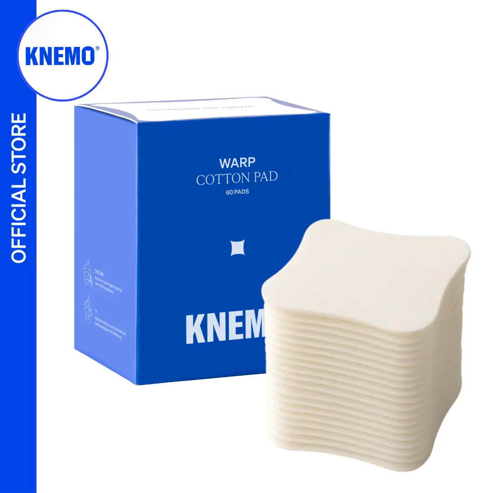 [KNEMO Official] Warp Cotton Cleansing Pads - Custom Shaped, 3-Layered, Whisper Thin, Sensitive Skin-Friendly, 3x Toner Holding Disposable Facial Towel for Toner Masking, Wiping Skincare Tool