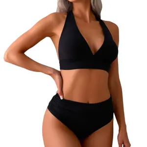 2026 Striped Tankini Swimsuit Set for Women - V-Neck U-Ring Top with High Waisted Full Coverage Bottoms, Slimming Two-Piece Bathing Suit & Comfortable Beach Swimwear