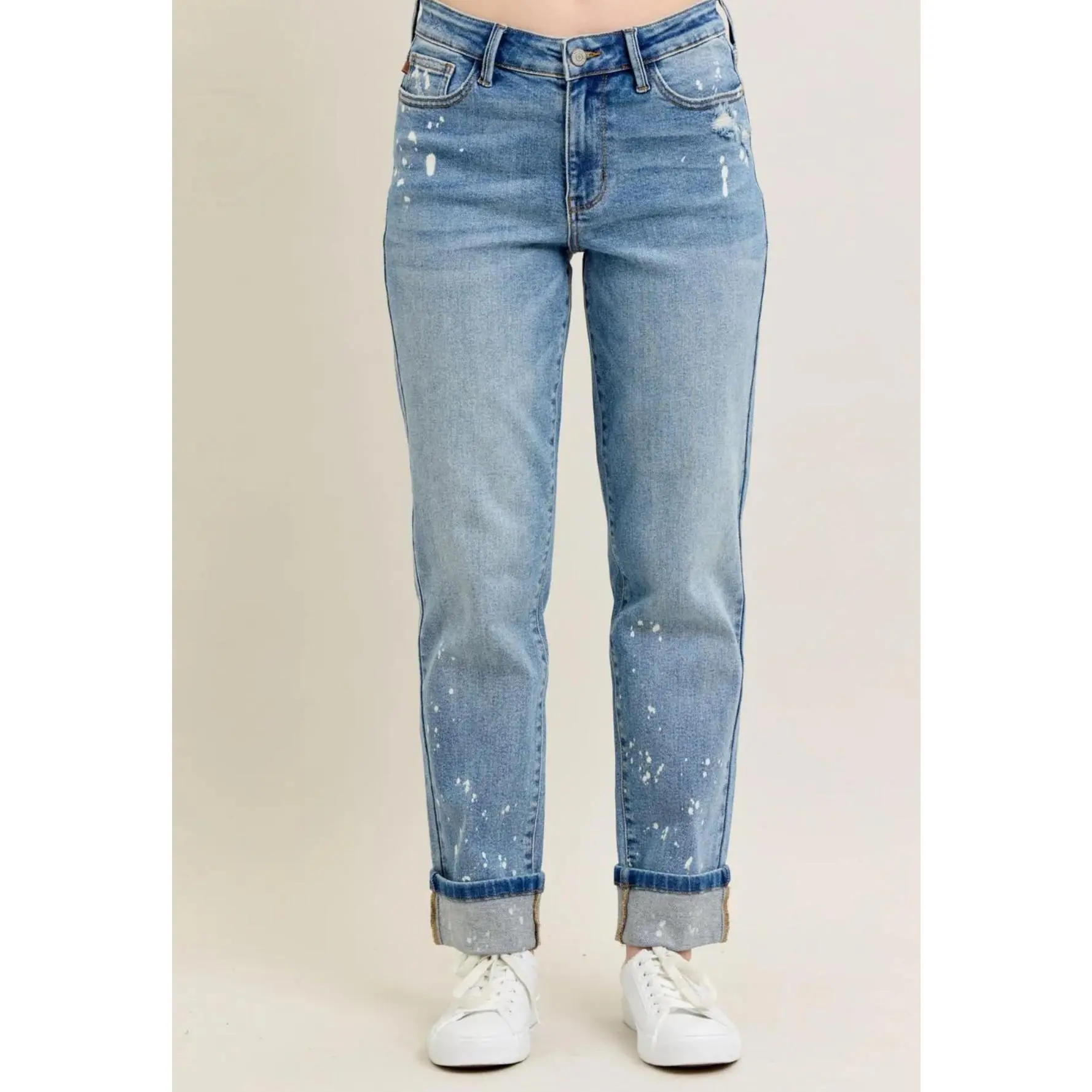 Beach Splatter Boyfriend Mid rise Judy Blue Jeans