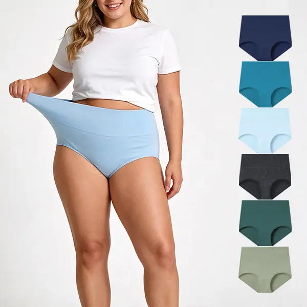 MhzyCaus 6-Pack High-Waisted Cotton Women's Panties, Cloud-Soft & Breezy, Secure Full Coverage Briefs for Everyday Grind, Flexible & Fade-Defying, Non-Stop Comfort lady panty invisible tummy control bikini breathable comfortable knicker underwear