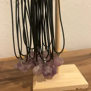 Raw Amethyst Crystal Necklace - Unisex, Natural Stone positive energy