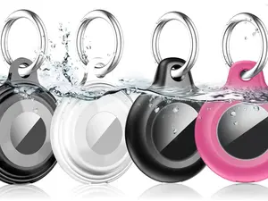 4 Pack Waterproof for Airtag Holder Case with Keychain, Shockproof & Dustproof Airtags Key Chain for Apple Air Tags, Airtag Accessories for Item Finders Case for Pets,Kids,Luggages,Key