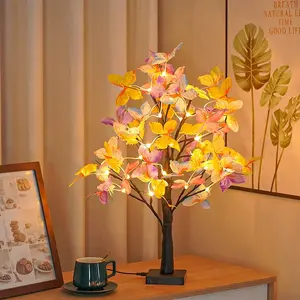 SHENZHI TECH Butterfly Flower Tree Shaped Night Light, 1 Count USB Powered LED Tabletop Lamp, Decorative Night Light for Home Bedroom Living Room