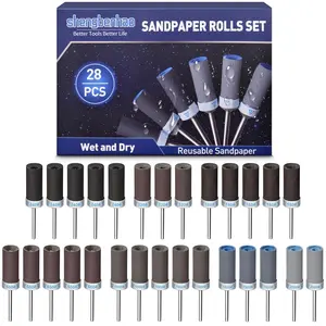 28Pcs Sanding Drums Sandpaper Sticks Set for Dremel Rotary Tool, 1/8" Shank 180/240/320/600/1000/1500/2000 Grits Different Meet More Needs for Metal Rust Removal/Stone Grinding/Polishing