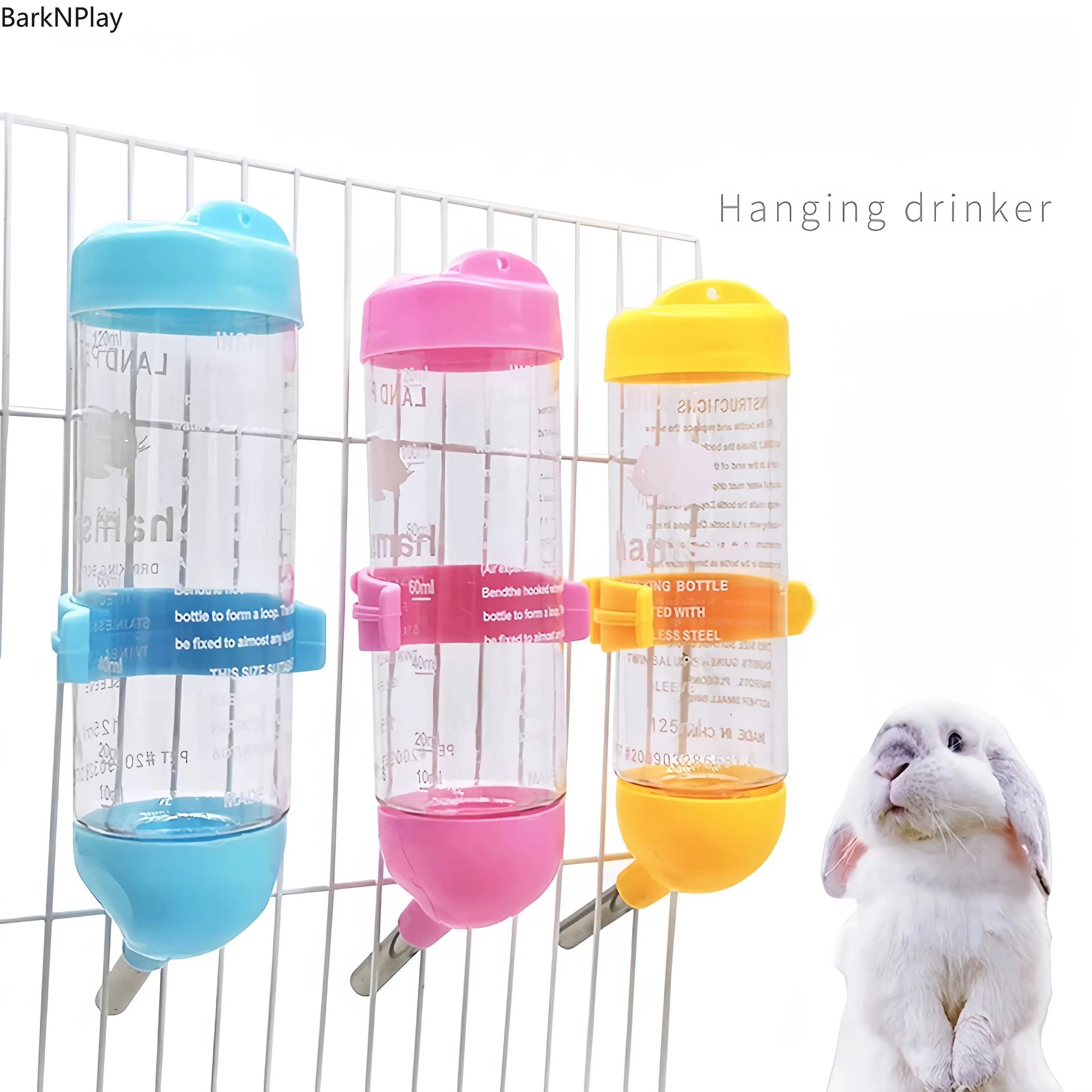 2 Pack 125ml Hanging Water Bottle, Automatic Leak-Proof Dispenser for Hamsters and Rabbits, Made with ABS Plastic & Stainless Steel