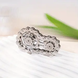 Bicycle Chain Fidget Spinner, Silent Cnc Stainless Steel Gear Desktop Toy, Stress Relief Tool for Adults, Office Decor Gift