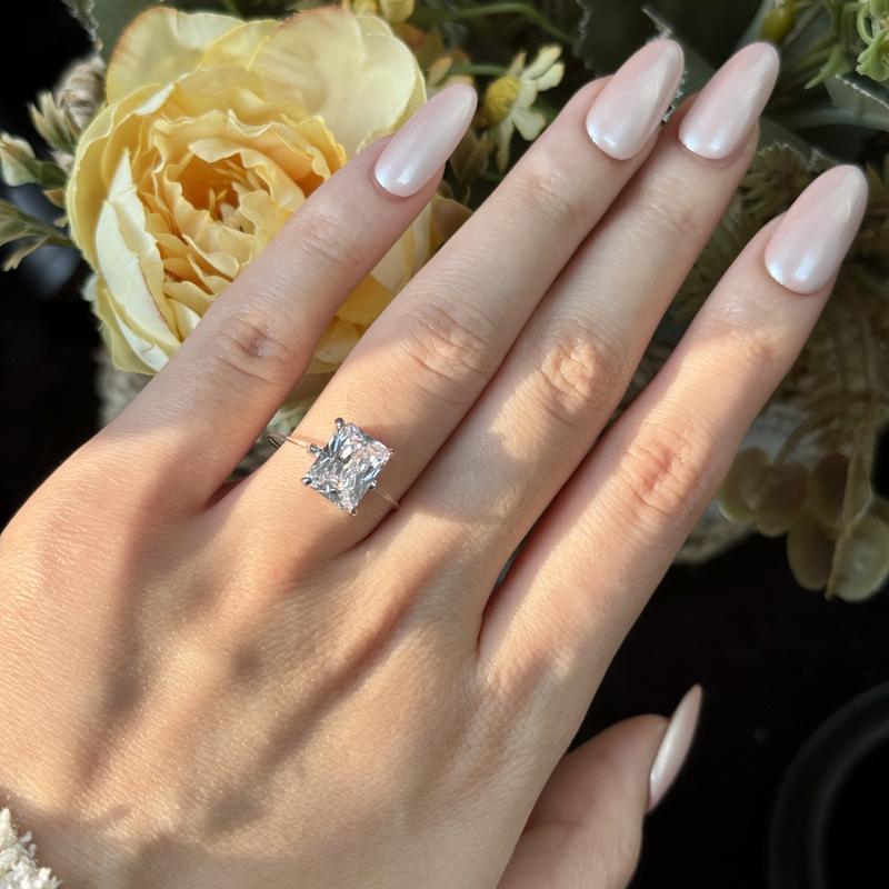 Invisible Glow Ring, 3CT Radiant Cut Floating Solitaire Ring,Affordable Luxury Engagement Ring