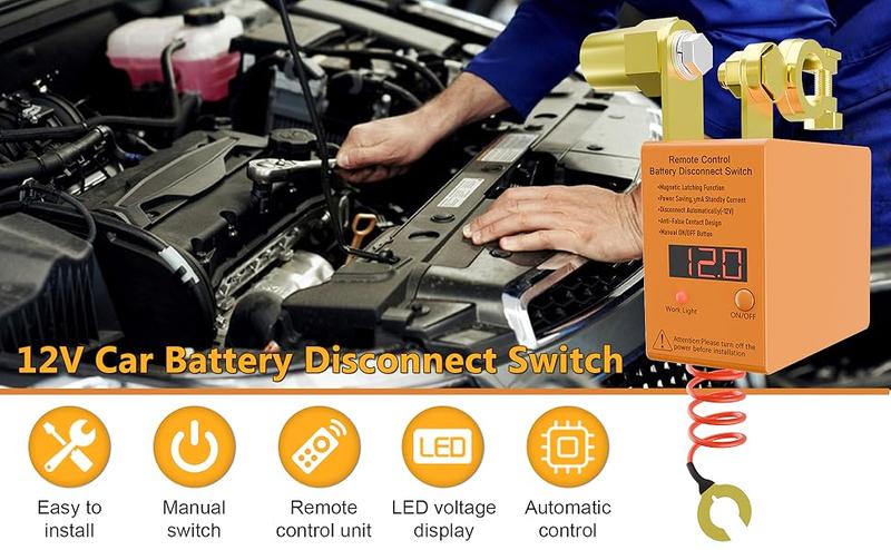 AXIZITECH Remote Battery Disconnect Switch 12V 240A, Upgrade Smart Voltage Car Kill Switch Anti-Theft, Prevent Battery Drain, Remote Battery Kill Switch for Car, Truck, RV Flat Installation It can (Only control the battery)