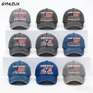 250 Years 1776 2026 USA Flag Vintage Washed Baseball Cap We The People Semicquincentennial American Eagle Patriotic Dad Hat For Men Women 4th Of July Independence Day Gift Adjustable Cotton Trucker Hat