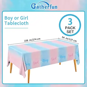 Reveal Party Supplies Disposable Tablecloth Plastic Waterproof Table Cover for Boy or Girl Gender Reveal Party Baby Shower Birthday Party Decorations, 3 Pack 54X108inch Ornaments