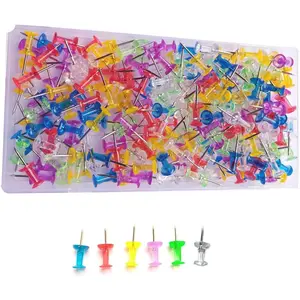 200pcs Clear Multiple Colors Push Pins Thumb Tacks for Cork Bulletin Board Map Photo Hanging Craft Projects, Ideal for Homes Schools and Offices