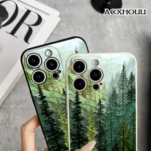 Stained Glass Forest Stylish Soft Case for iPhone11/12/13/14/15/16/plus/promax/x/xs/xr/xsmax Case Lightweight, Anti-Scratch, Perfect for Everyday Use