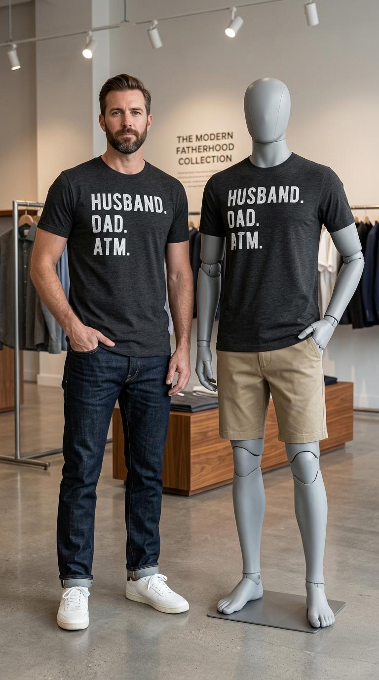 Husband, Dad, ATM T-shirt. Funny Father's Day Tee, Funny Shirts Cool Vintage Fashion Shirt, Gift for Father's Day, Full Size Full Color