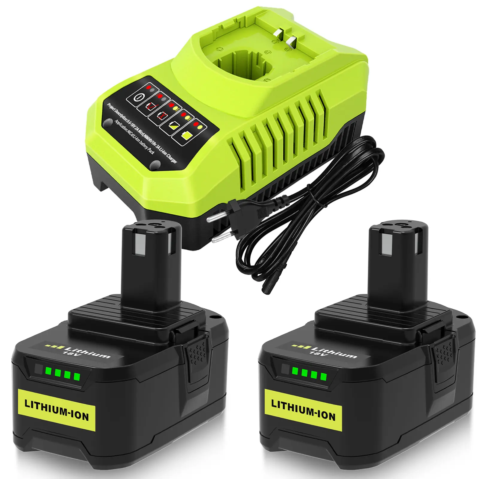 8.0Ah Replacement 8000MAH Battery 2-Pack for Ryobi 18V – Works with P107, P108, P190 & All ONE+ Chargers