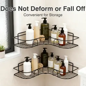 2-Pack Bathroom Corner Organizer - Rust & Scratch Resistant Metal Caddy, Durable for Long-Term Daily Use, No Drilling Wall Mount Storage Shelf for Shower & Kitchen