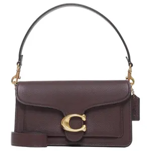 COACH Tabby 26 Leather Crossbody Bag for Women, Removable Strap, Front Logo, Medium Size, Maple Brown