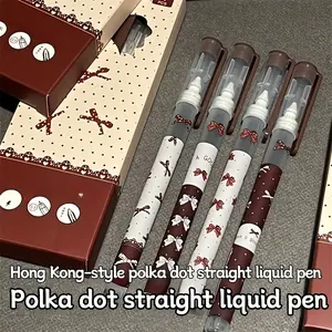 4pcs Bowknot straight liquid gel pen, smooth writing, examination pen, office signature pen, school stationery, must-have for back to school