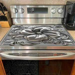 flower design gas stove cooktop panel protector cover, 1 count heat & scratch resistant stove top protectors, multipurpose cooktop cover for flat top oven, stove plate, kitchen decor