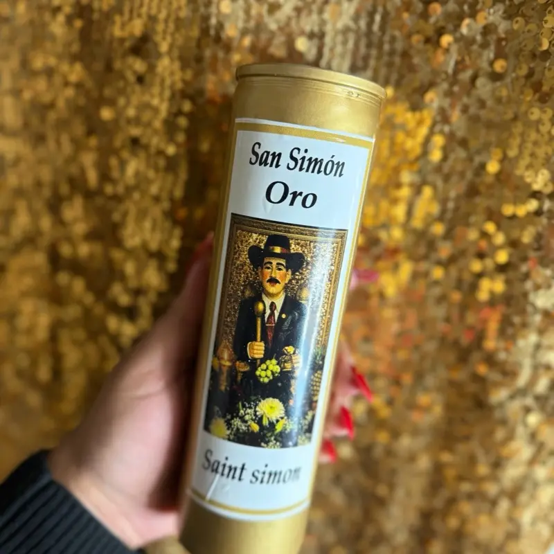 Veladora San Simón Oro (prosperidad, Éxito, lluvia de oro)