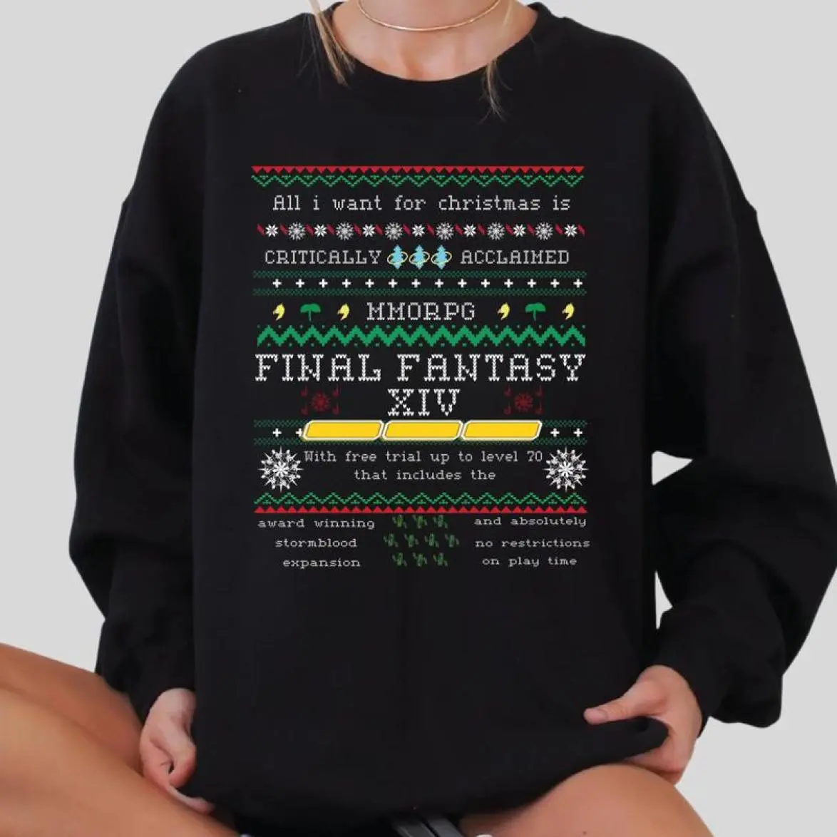 FF XIV Ugly Christmas Tshirt, Critically Acclaimed Online RPG Sweatshirt, Funny Gamer Xmas Sweatshirt Hoodie, Comfy and Quality