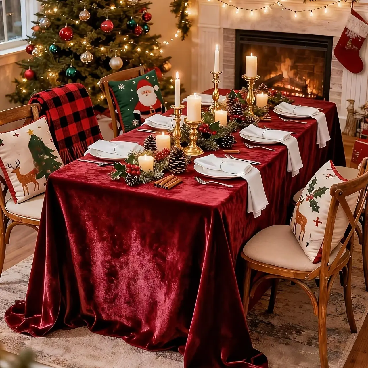 1pc Velvet Tablecloth, Rectangular Table Cover, Smooth Luxurious Design, Perfect for Parties, Weddings, Banquets