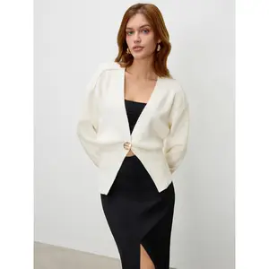 Cider [size 2-10] Knit V-neck Metalic Button Cardigan Dealsforyou