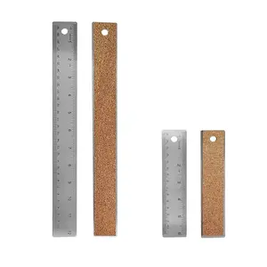 2-Pack Dual Size Stainless Steel Rulers - 6-Inch & 12-Inch Laser Etched Drafting Tools, Non-Slip Cork Backing, Ideal for Artists