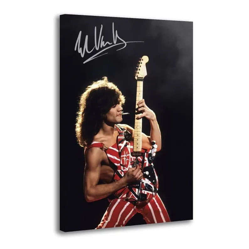 Eddie Van Halen Legendary Guitar Solo Poster Retro 80s Rock Wall Art High-Definition Premium Unframed Canvas Print Music Studio Decor Perfect Birthday Gift for Guitarists and Rock Music Fans