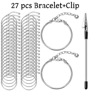 27 pcs Adjustable Christmas DIY Metal Bracelet Chain Snake Charm Bracelet for Women Jewelry Making Gifts Supplies