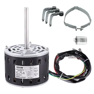 VEVOR 1/3HP Furnace Blower Motor, 110/120V 4.4Amps, 1075RPM 4 Speeds, CW/CCW Rotation, 48 Frame 5.2 Shaft Length, 5F/370V Capacitor+ 11 Hold Hoop
