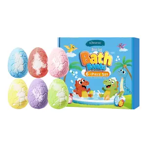 Colorful Dinosaur Egg Bath Bombs for Kids - 6-Pack Fizzy Bubble Bath Set with Surprise Dino Toys Inside | Gentle Cleansing & Moisturizing Formula with Clove, Papaya, Lily, Osmanthus, Bilberry & Tea Leaf Extracts