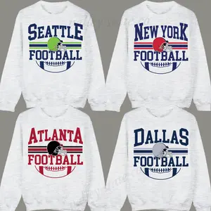 Retro Football Stripes Sweatshirt – Vintage-Style Unisex Pullover, Ash Cotton Blend, Custom Your Team for Game Day & Casual Wear