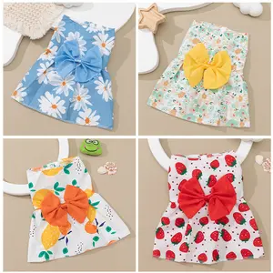 Pet clothing, dress, dog clothing, dog print, bow, cartoon cute princess dress